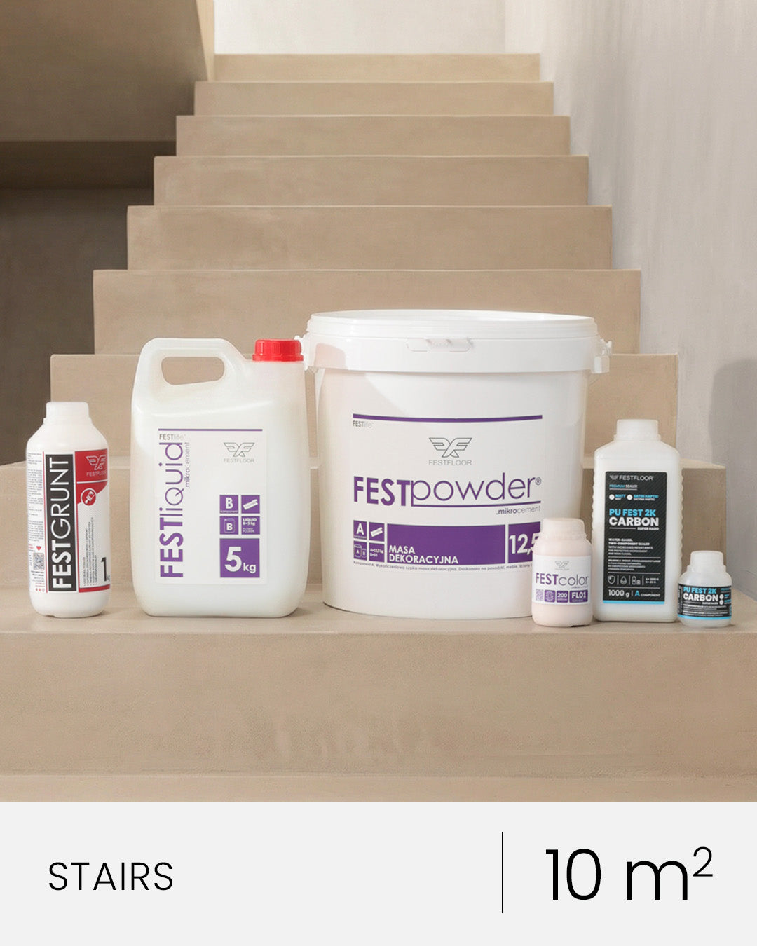Mikrocement készlet lépcsőkhöz FESTFLOOR LIFE - 10m²